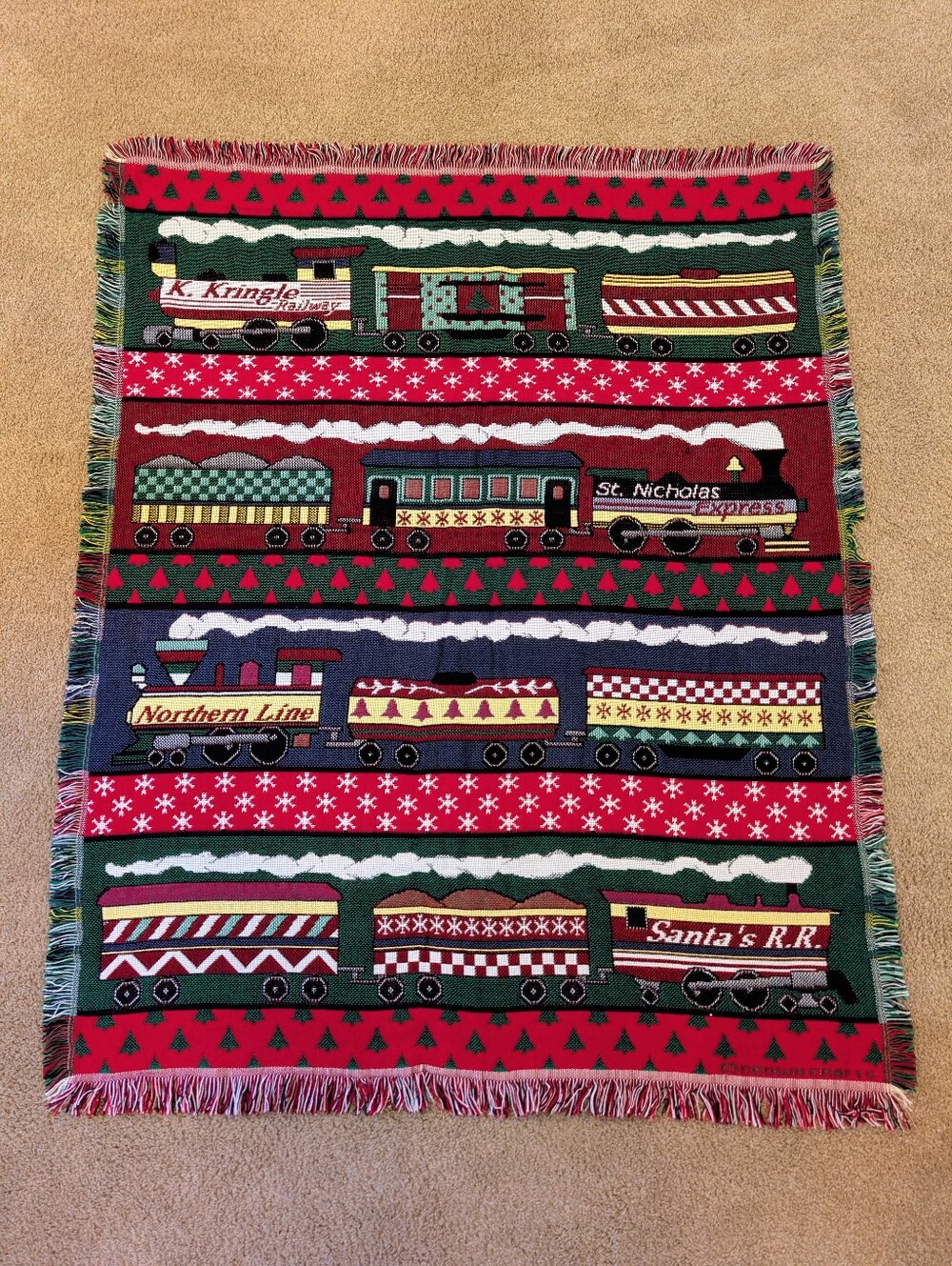 Christmas Train Throw Blanket